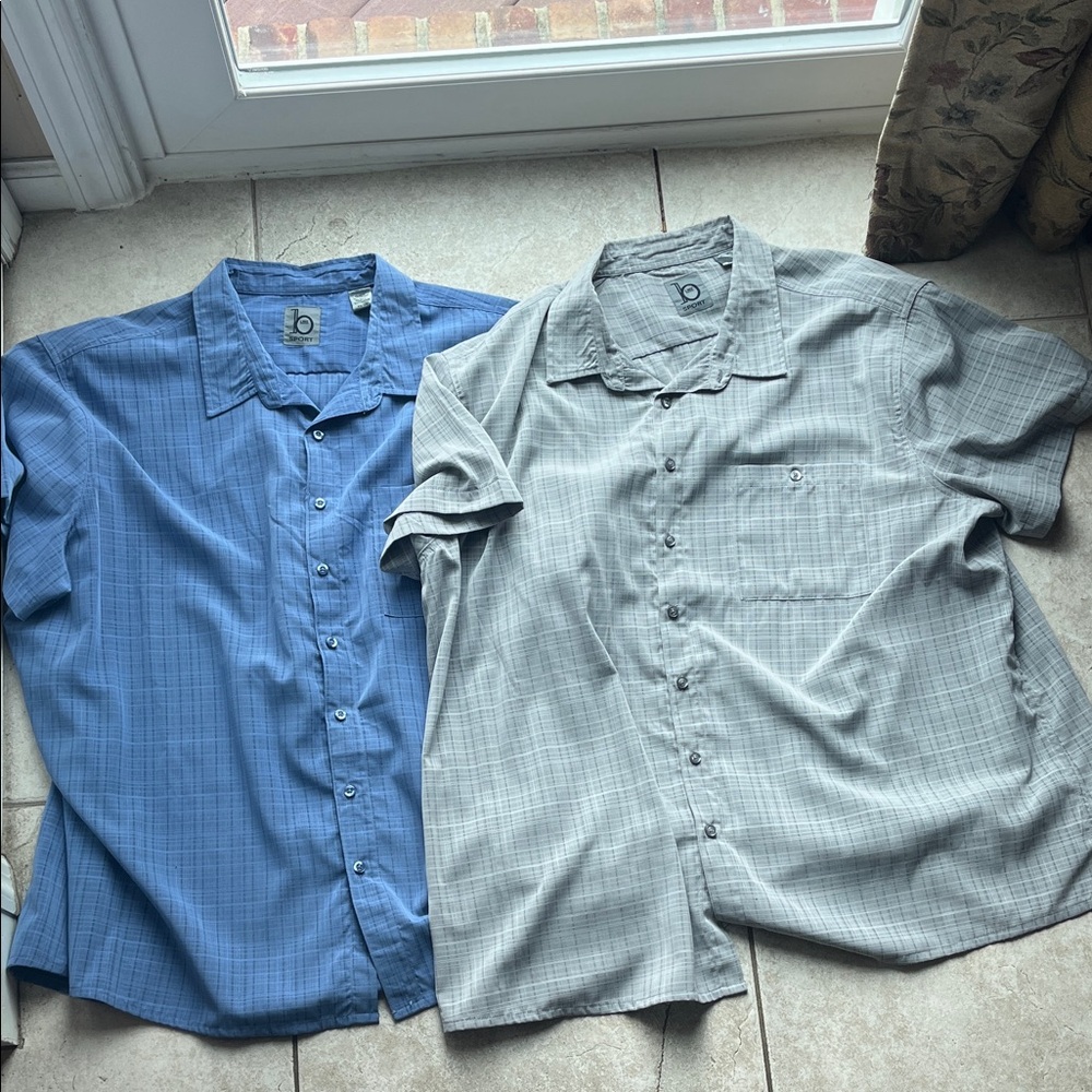 Casual Men's Button-Down Shirts in Blue and Gray set